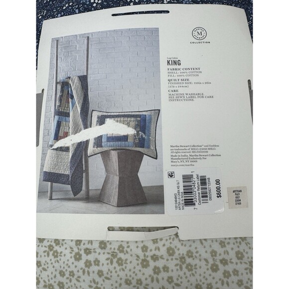 Martha Stewart Collection Artisan Hand Crafted Log Cabin KING Quilt ,$600 - Picture 7 of 8